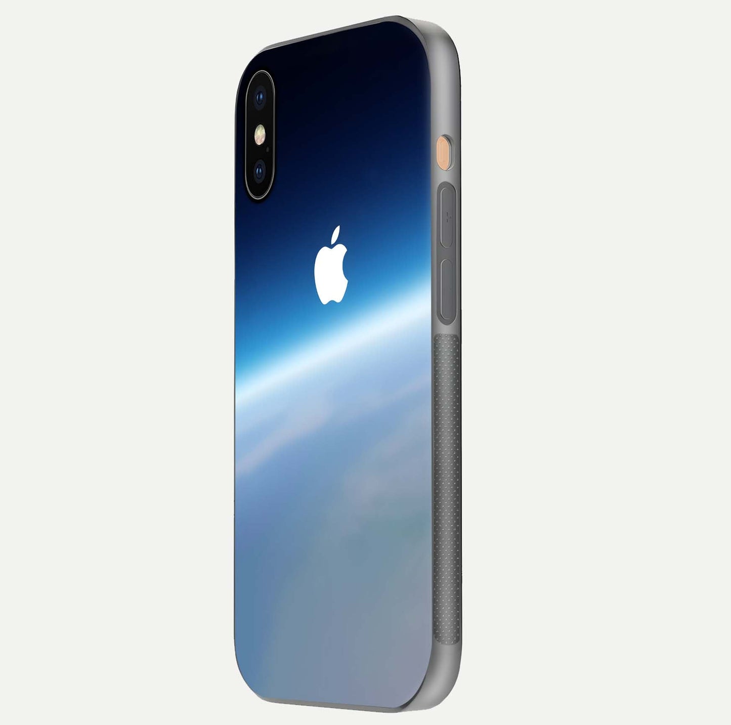 Minimal Apple Sky Glass Case for iPhone Xs Max side-angle image showing smooth reflection and gentle sky tone