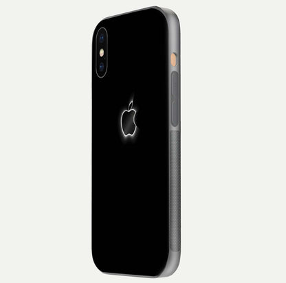 Neon Apple Glow Glass Case for iPhone Xs Max side-angle image showing light reflection and glow effect