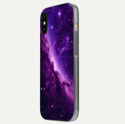 Purple Shade Sky Glass Case for iPhone Xs Max side-angle image showing shine and soft violet blend