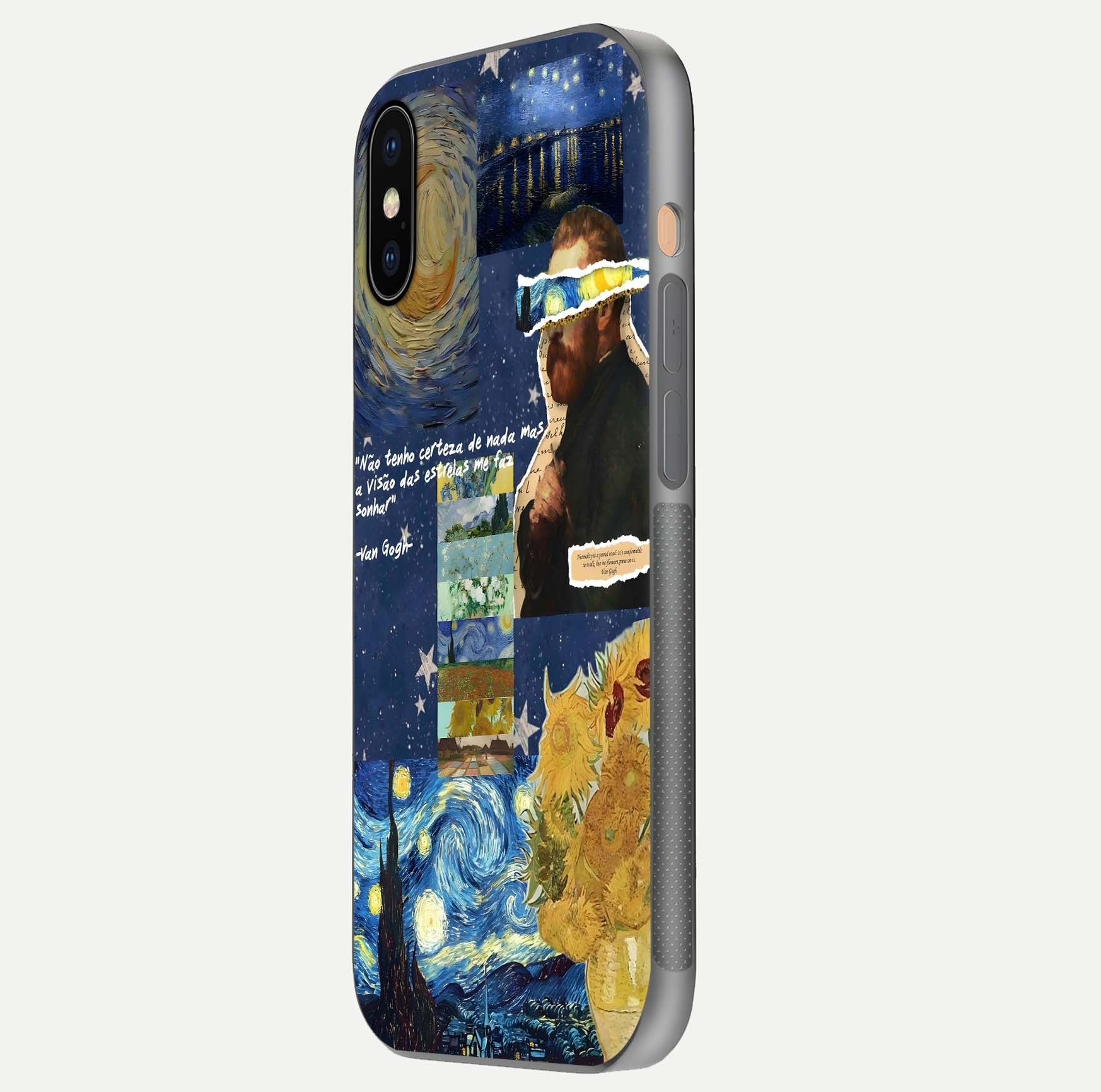 Starry Dream Vision Glass Case for iPhone Xs Max side-angle image showing reflection and cosmic gradient tones