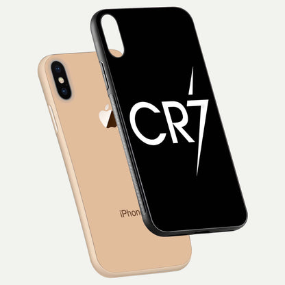 CR7 Elite Strike Glass Case for iPhone Xs Max floating mockup displaying HD gloss and sporty texture