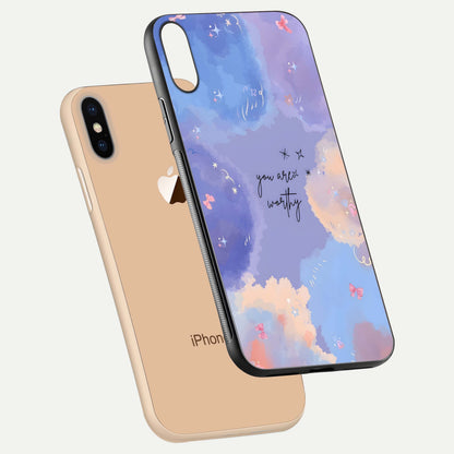 Celestial Cloud Magic Glass Case for iPhone Xs Max floating mockup displaying cloud aura and HD finish
