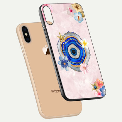 Divine Aura Bloom Glass Case for iPhone Xs Max floating mockup showing gloss texture and elegant design