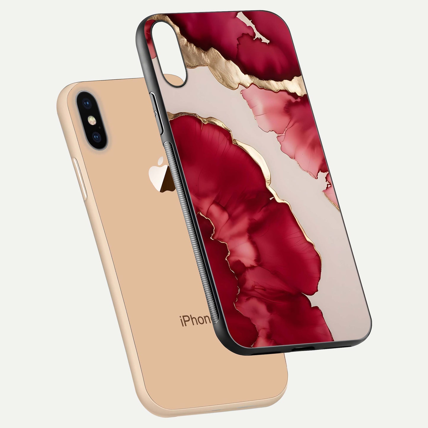 Pink & White Marble Glass Case For iPhone Xs Max