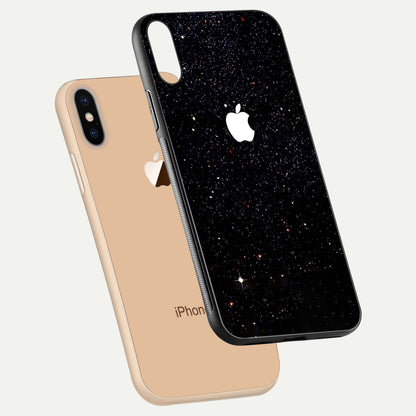 Starry Apple Galaxy Glass Case for iPhone Xs Max floating dual-view mockup displaying reflection and shine