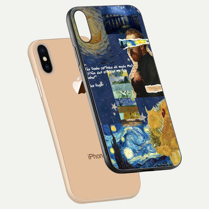 Starry Dream Vision Glass Case for iPhone Xs Max floating dual-view mockup displaying gloss surface and clarity