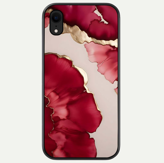 Pink & White Marble Glass Case For iPhone Xr