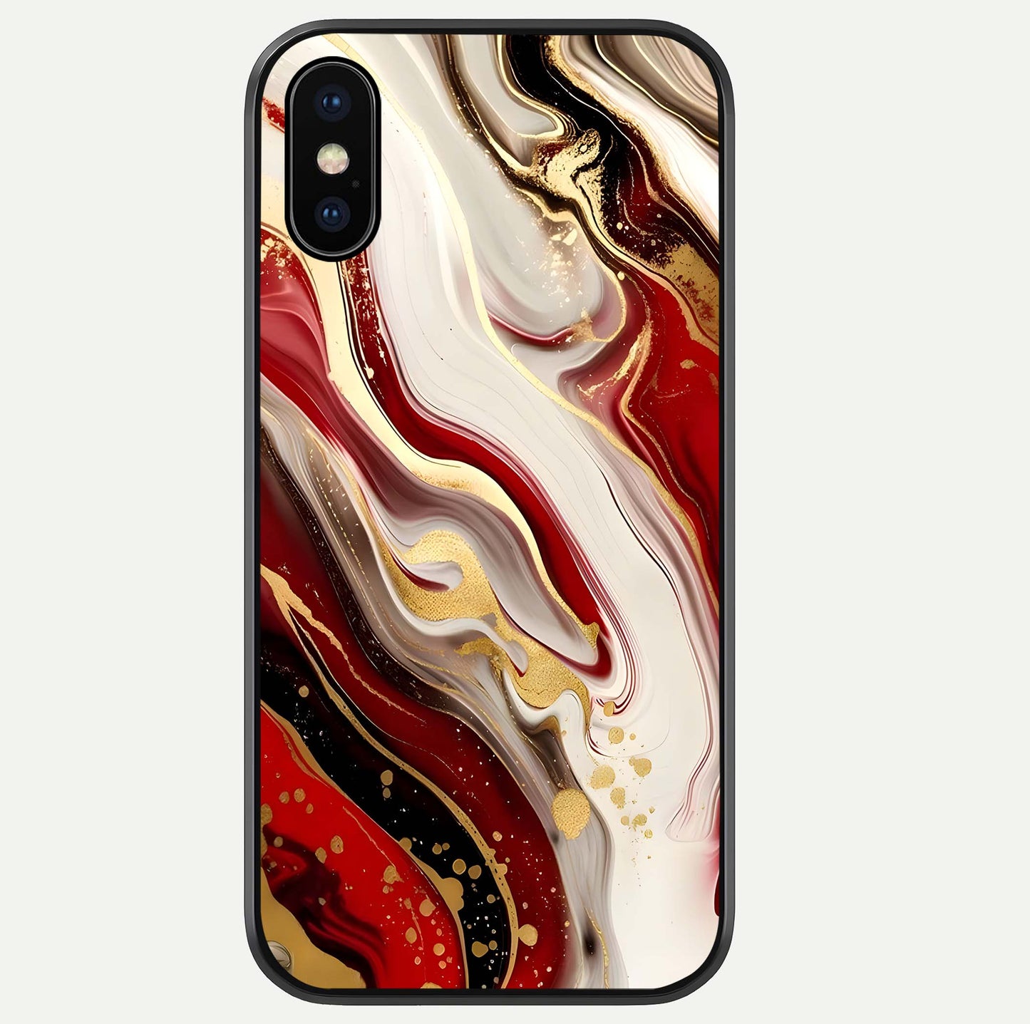 Red & White Marble Glass Case For iPhone Xs Max