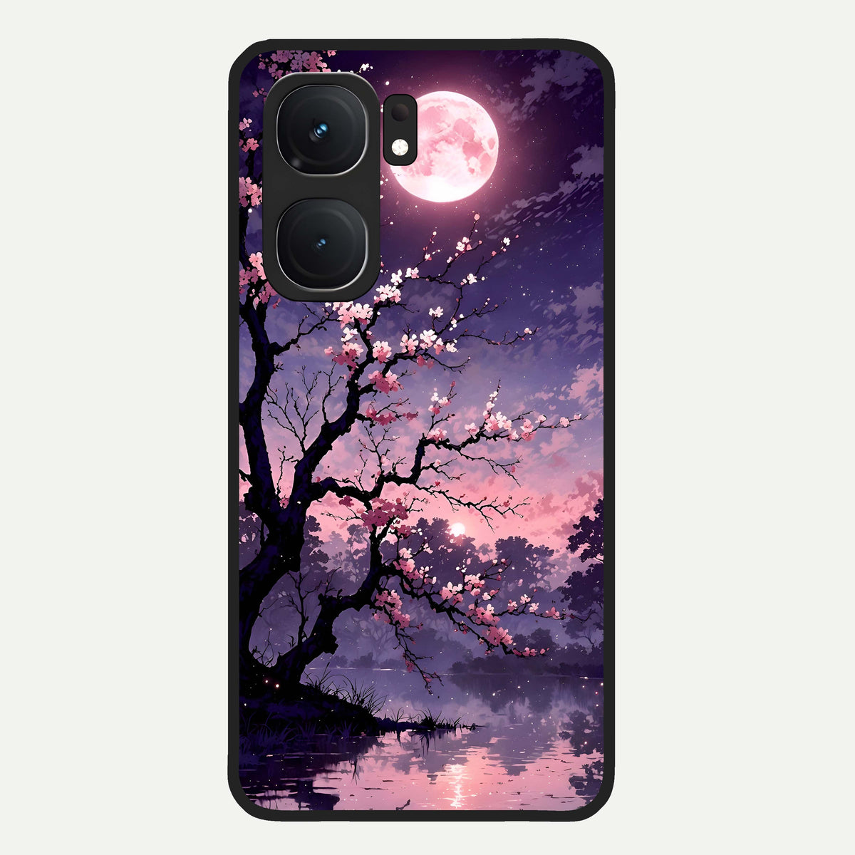  Blossom Pink Moon Glass Case For iQOO Neo 9 Pro back cover – full design glossy printed glass finish