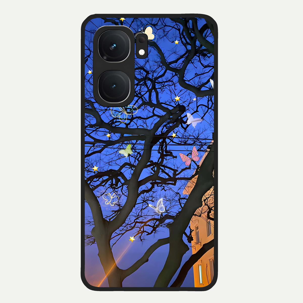  Butterfly Night Magic Glass Case For iQOO Neo 9 Pro back cover – full design glossy printed glass finish