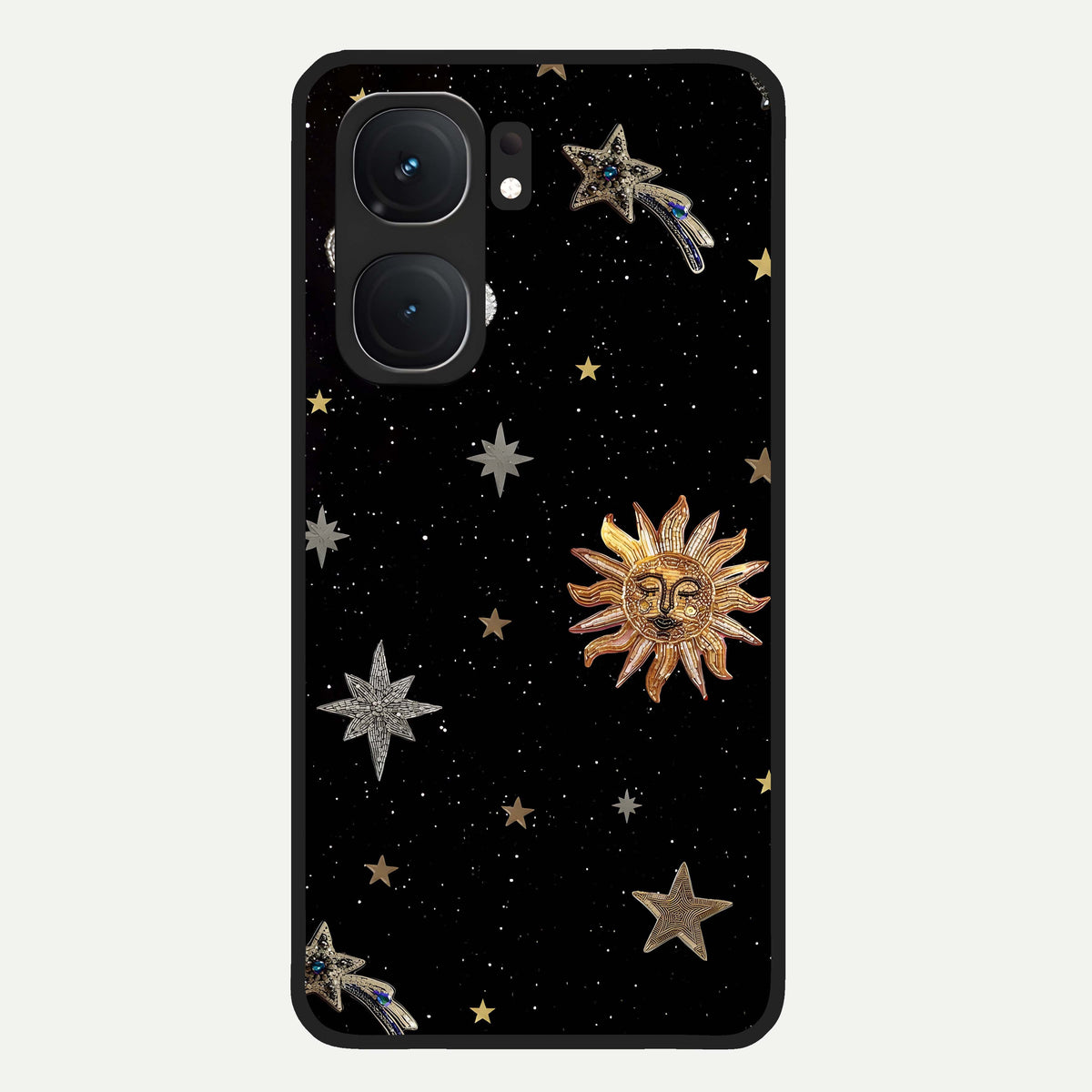  Celestial Moon With Stars Glass Case For iQOO Neo 9 Pro back cover – full design glossy printed glass finish