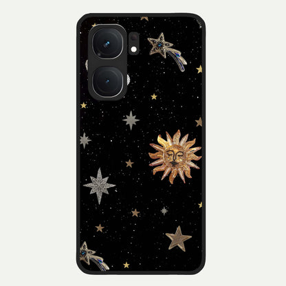  Celestial Moon With Stars Glass Case For iQOO Neo 9 Pro back cover – full design glossy printed glass finish