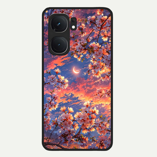  Celestial Sakura Sunset Glass Case For iQOO Neo 9 Pro back cover – full design glossy printed glass finish