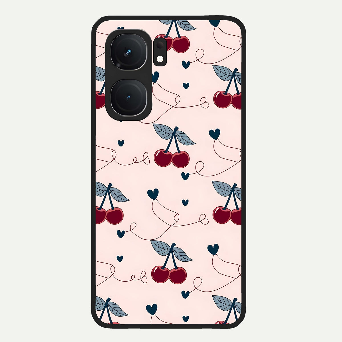  Cherry Heart Line Glass Case For iQOO Neo 9 Pro back cover – full design glossy printed glass finish