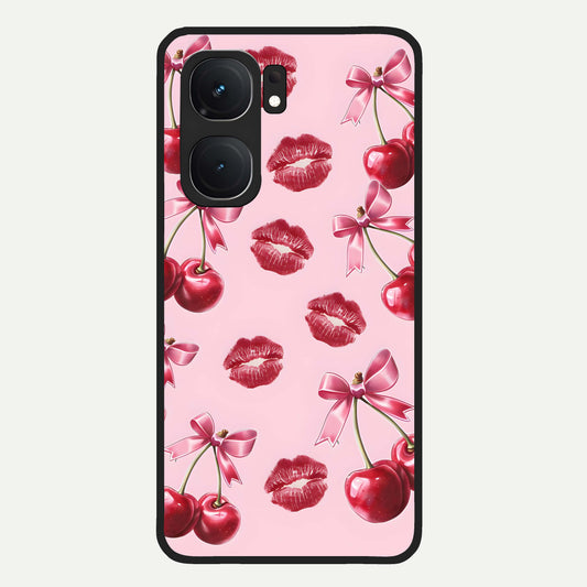  Cherry With Lips Glass Case For iQOO Neo 9 Pro back cover – full design glossy printed glass finish