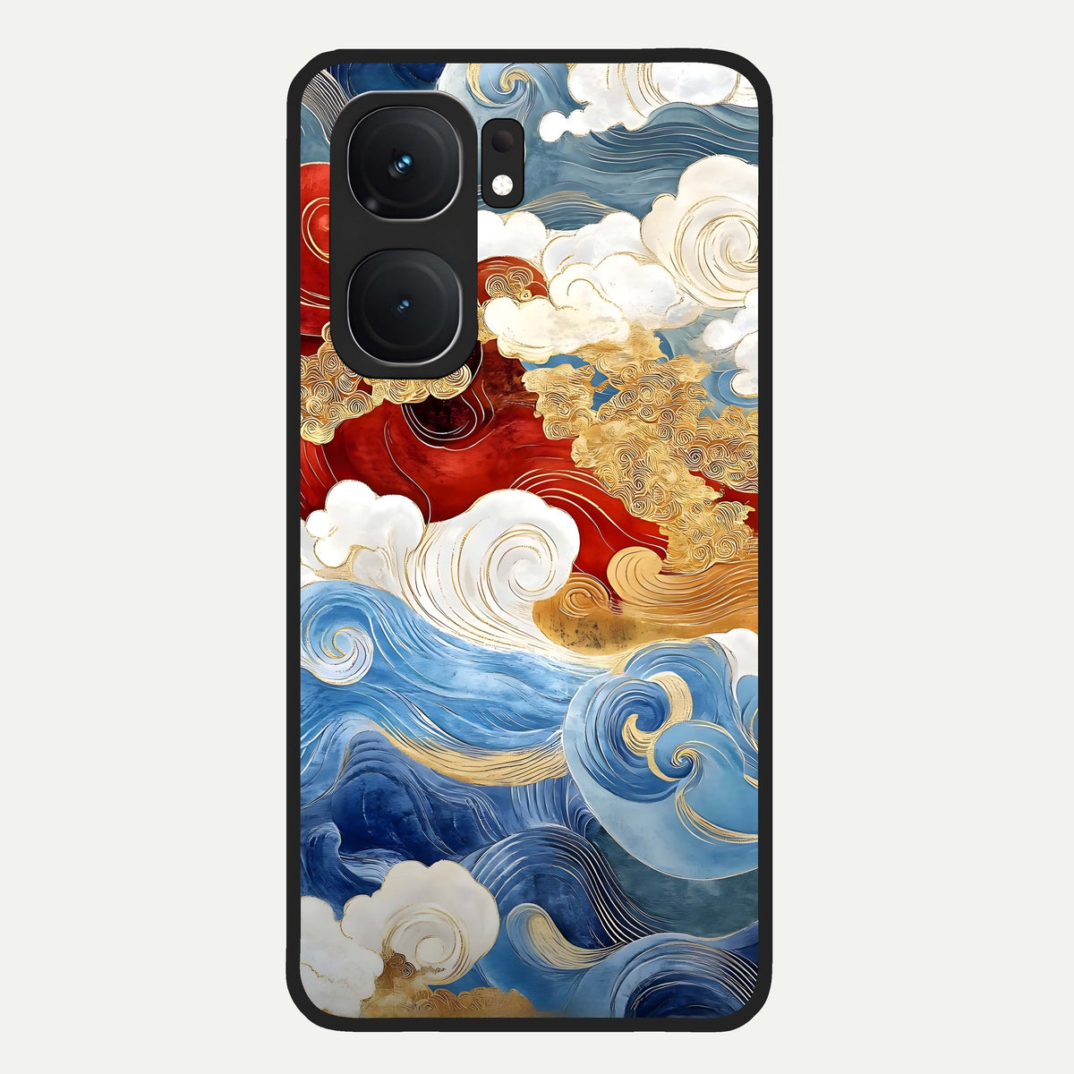  Colored Waves Glass Case For iQOO Neo 9 Pro back cover – full design glossy printed glass finish