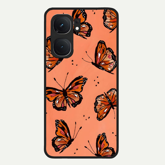  Coral Wing Butterfly Glass Case For iQOO Neo 9 Pro back cover – full design glossy printed glass finish