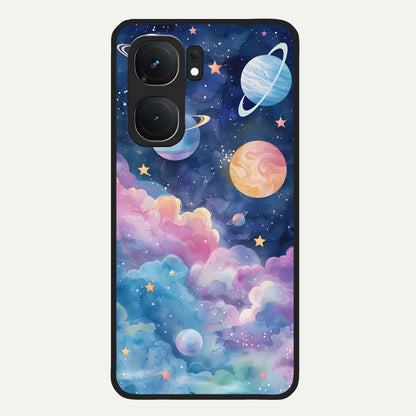  Cosmic Planet Dreams Glass Case For iQOO Neo 9 Pro back cover – full design glossy printed glass finish