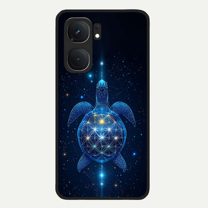  Crimson Blue Turtle Glass Case For iQOO Neo 9 Pro back cover – full design glossy printed glass finish