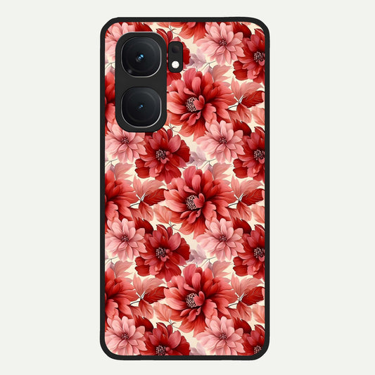  Crimson Love Petals Glass Case For iQOO Neo 9 Pro back cover – full design glossy printed glass finish