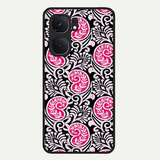  Crimson Paisley Charm Glass Case For iQOO Neo 9 Pro back cover – full design glossy printed glass finish