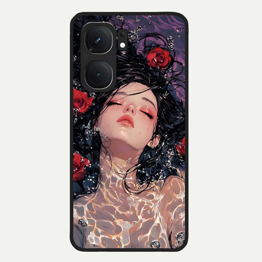  Crimson Rose Serenity Glass Case For iQOO Neo 9 Pro back cover – full design glossy printed glass finish