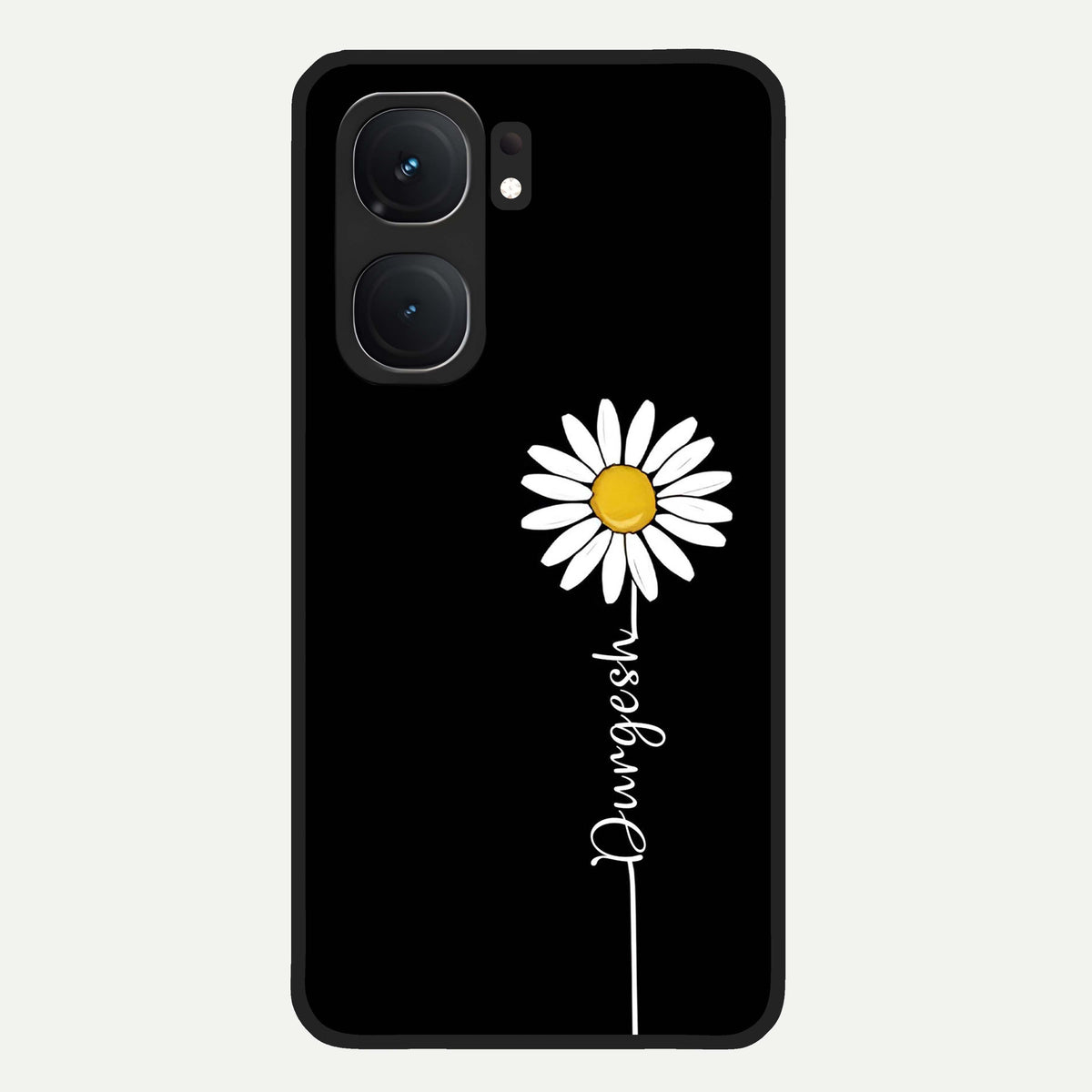  Custom Name White Flower Glass Case For iQOO Neo 9 Pro back cover – full design glossy printed glass finish
