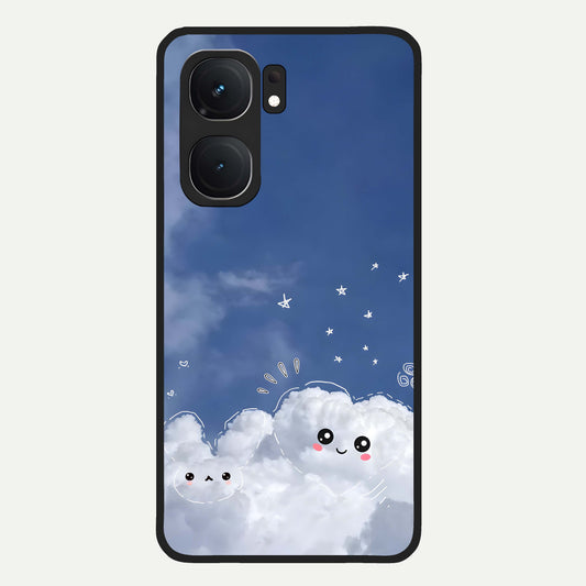  Cute Blossom Cloud Glass Case For iQOO Neo 9 Pro back cover – full design glossy printed glass finish