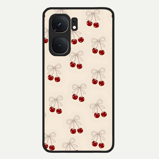  Cute Cherry Pattern Glass Case For iQOO Neo 9 Pro back cover – full design glossy printed glass finish