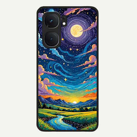 Dreamy Night Landscape Glass Case For iQOO Neo 9 Pro back cover – full design glossy printed glass finish