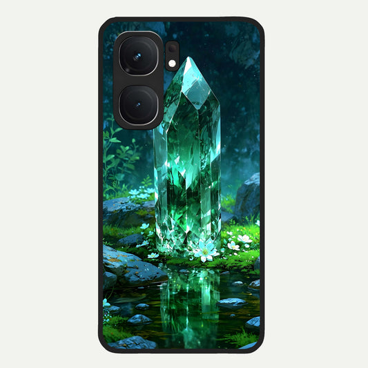  Emerald Light Crystal Glass Case For iQOO Neo 9 Pro back cover – full design glossy printed glass finish