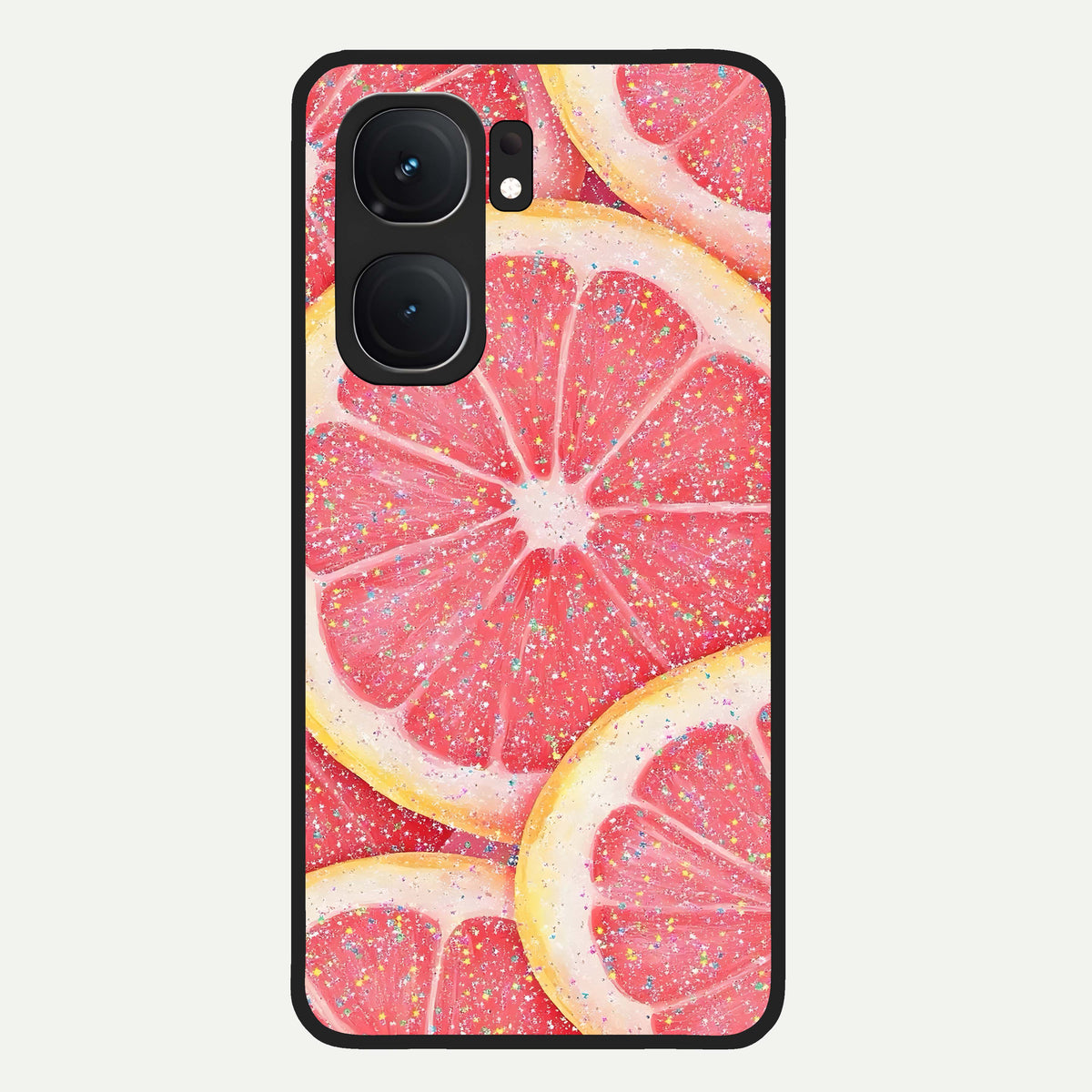  Glitter Grapefruit Glass Case For iQOO Neo 9 Pro back cover – full design glossy printed glass finish