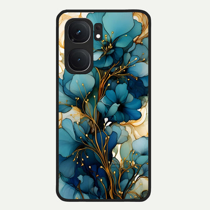  Golden Bloom Symphony Glass Case For iQOO Neo 9 Pro back cover – full design glossy printed glass finish