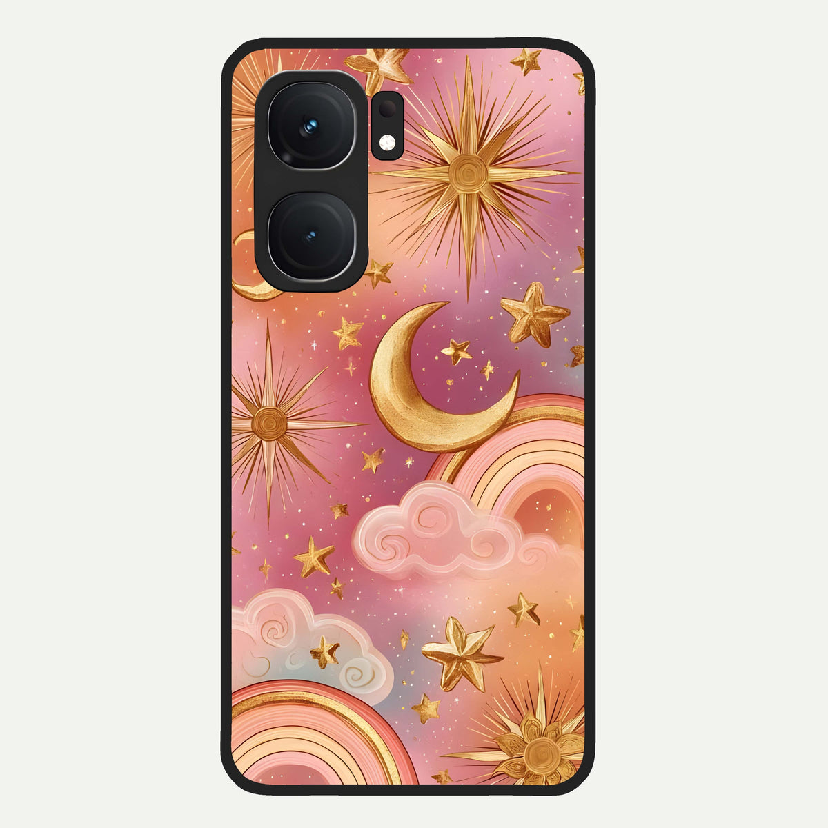  Golden Celestial Dreams Glass Case For iQOO Neo 9 Pro back cover – full design glossy printed glass finish