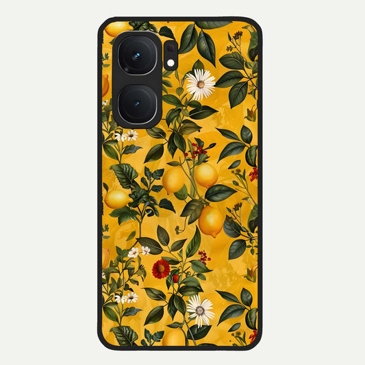 Golden Lemon Field Glass Case For iQOO Neo 9 Pro back cover – full design glossy printed glass finish