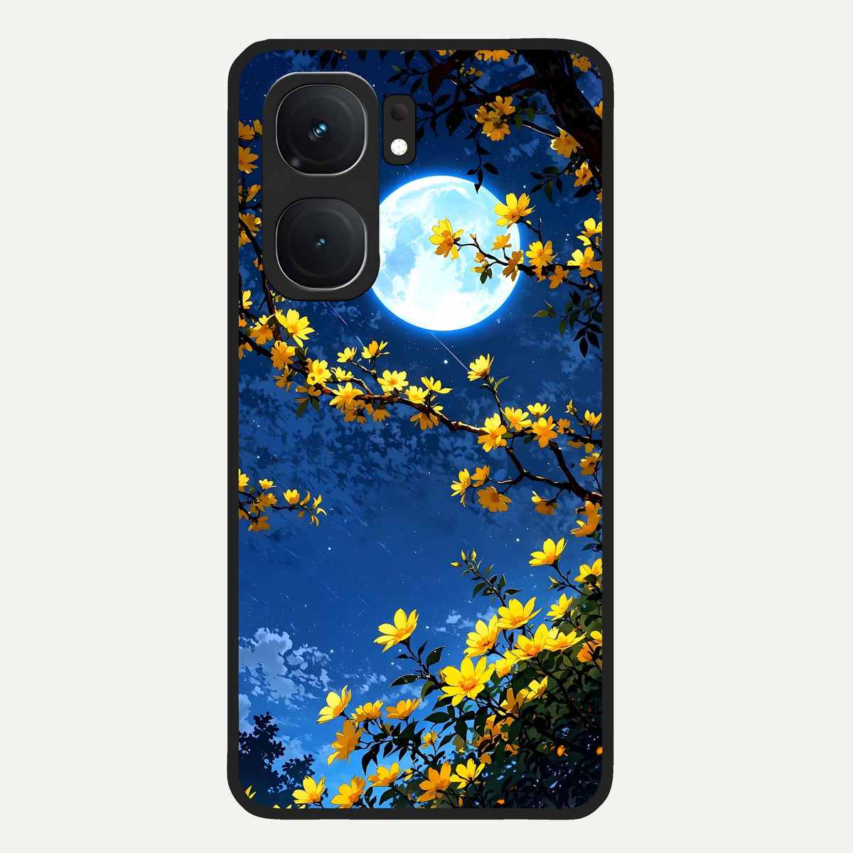  Golden Night Glow Glass Case For iQOO Neo 9 Pro back cover – full design glossy printed glass finish