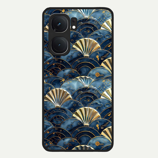  Golden Wave Luxe Glass Case For iQOO Neo 9 Pro back cover – full design glossy printed glass finish