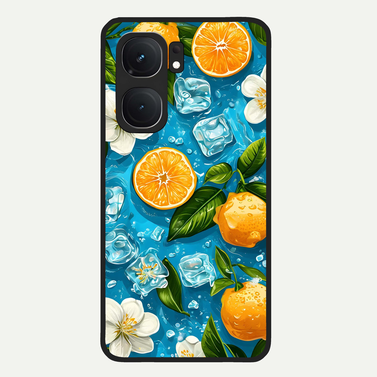  Ice Cube With Orange Glass Case For iQOO Neo 9 Pro back cover – full design glossy printed glass finish