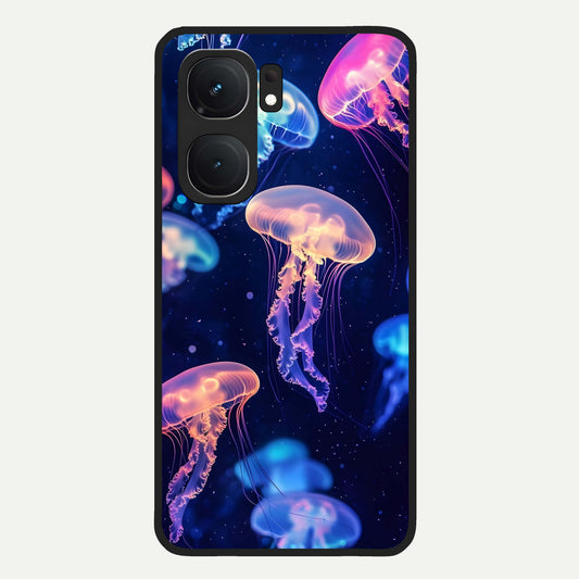  Jellyfish Pattern Glass Case For iQOO Neo 9 Pro back cover – full design glossy printed glass finish