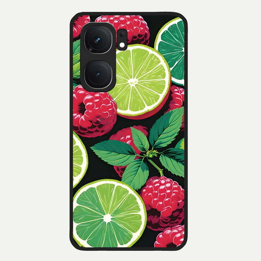  Lime and Raspberry Pattern Glass Case For iQOO Neo 9 Pro back cover – full design glossy printed glass finish