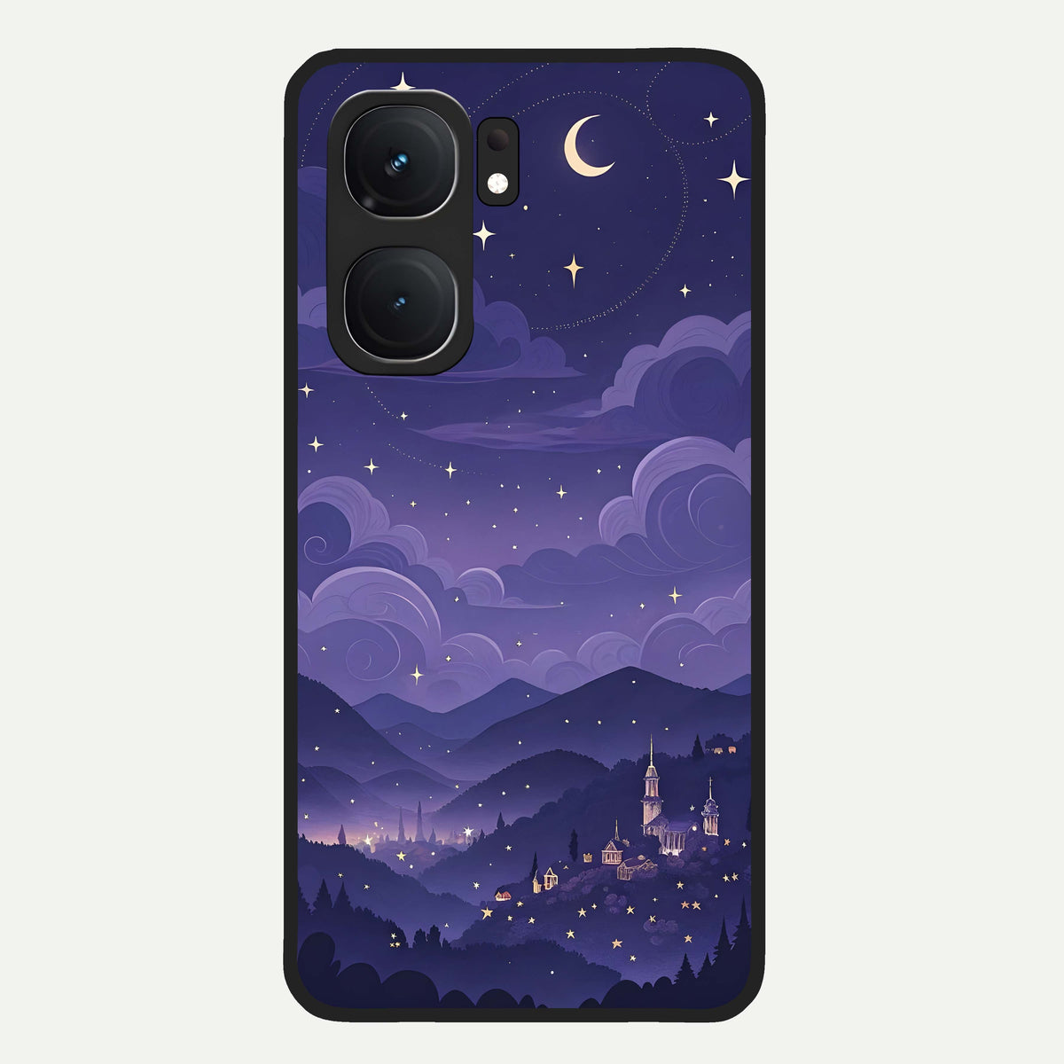  Minimal Night View Glass Case For iQOO Neo 9 Pro back cover – full design glossy printed glass finish