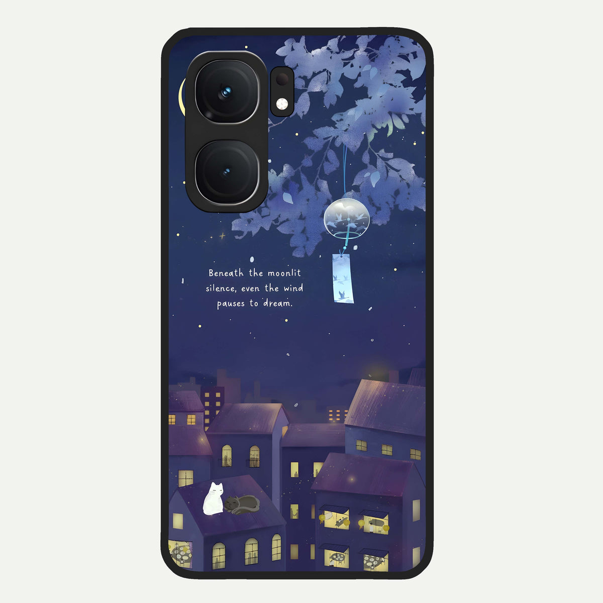  Moonlit Cat Silence Glass Case For iQOO Neo 9 Pro back cover – full design glossy printed glass finish