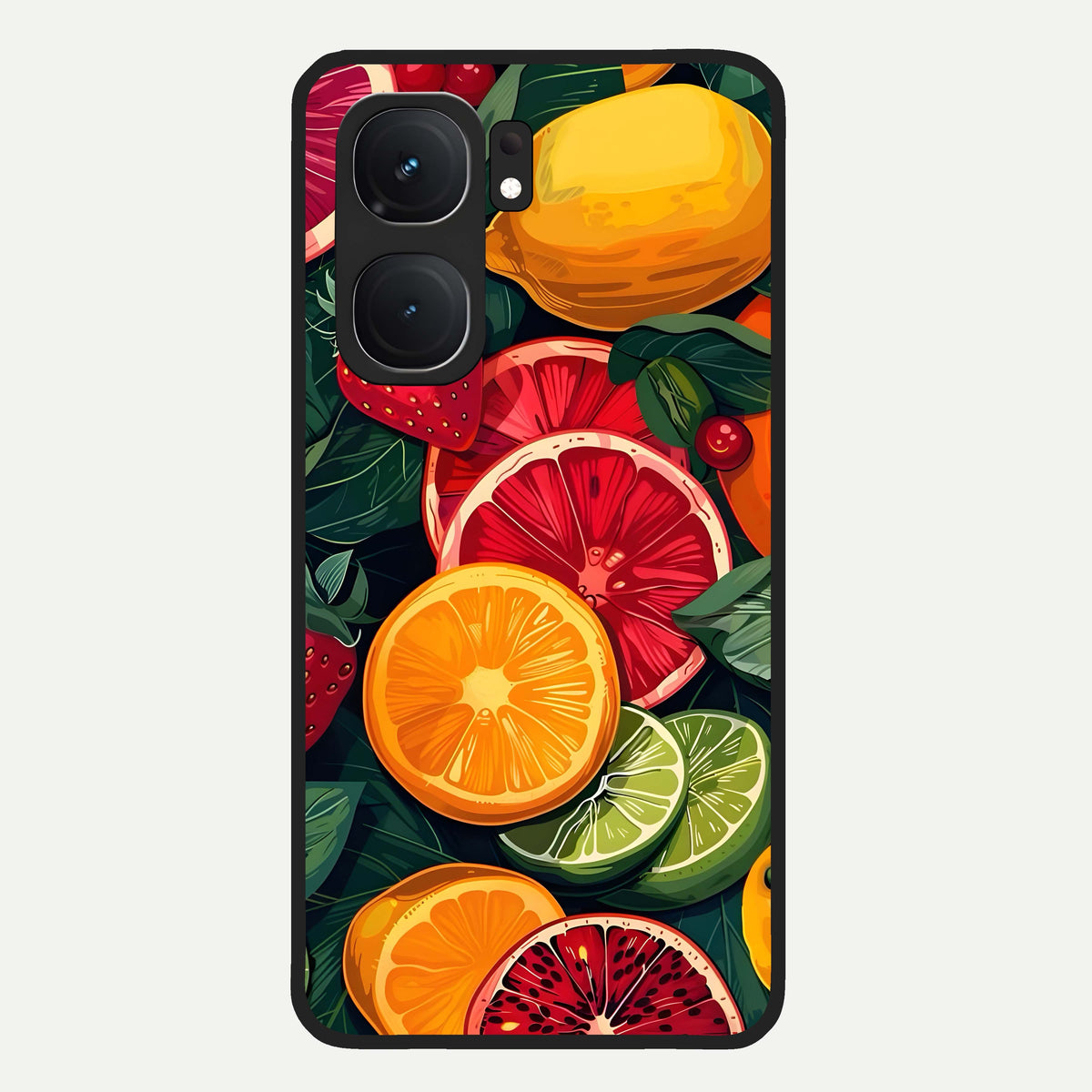  Multiple Fruits Glass Case For iQOO Neo 9 Pro back cover – full design glossy printed glass finish