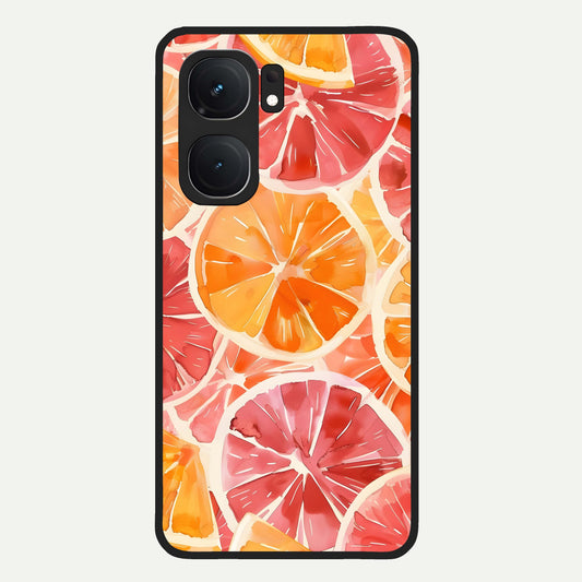  Orange Fruits Pattern Glass Case For iQOO Neo 9 Pro back cover – full design glossy printed glass finish