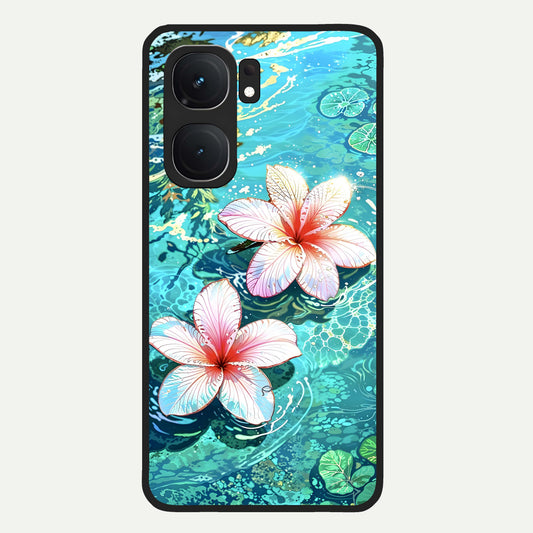 Pink Flowers in Water Glass Case For iQOO Neo 9 Pro back cover – full design glossy printed glass finish