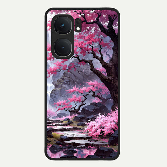  Pink Sunflower Glow Glass Case For iQOO Neo 9 Pro back cover – full design glossy printed glass finish
