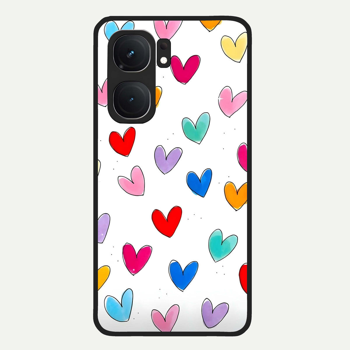  Playful Love Doodles Glass Case For iQOO Neo 9 Pro back cover – full design glossy printed glass finish