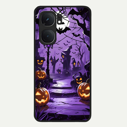  Pumpkin Patch Halloween Glass Case For iQOO Neo 9 Pro back cover – full design glossy printed glass finish