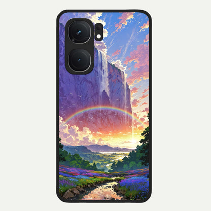  Rainbow Valley Dream Glass Case For iQOO Neo 9 Pro back cover – full design glossy printed glass finish