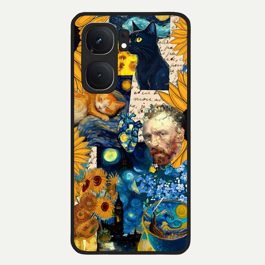  Sunflower Chic Mood Custom Name Glass Case For iQOO Neo 9 Pro back cover – full design glossy printed glass finish